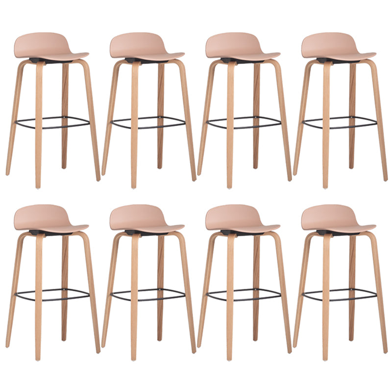 Plastic Low Back Bar Stools Scandinavian Beech Wood Base Barstool