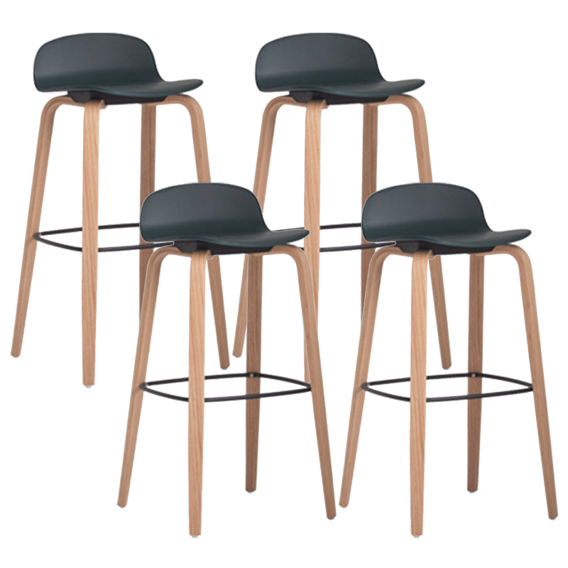 Plastic Low Back Bar Stools Scandinavian Beech Wood Base Barstool
