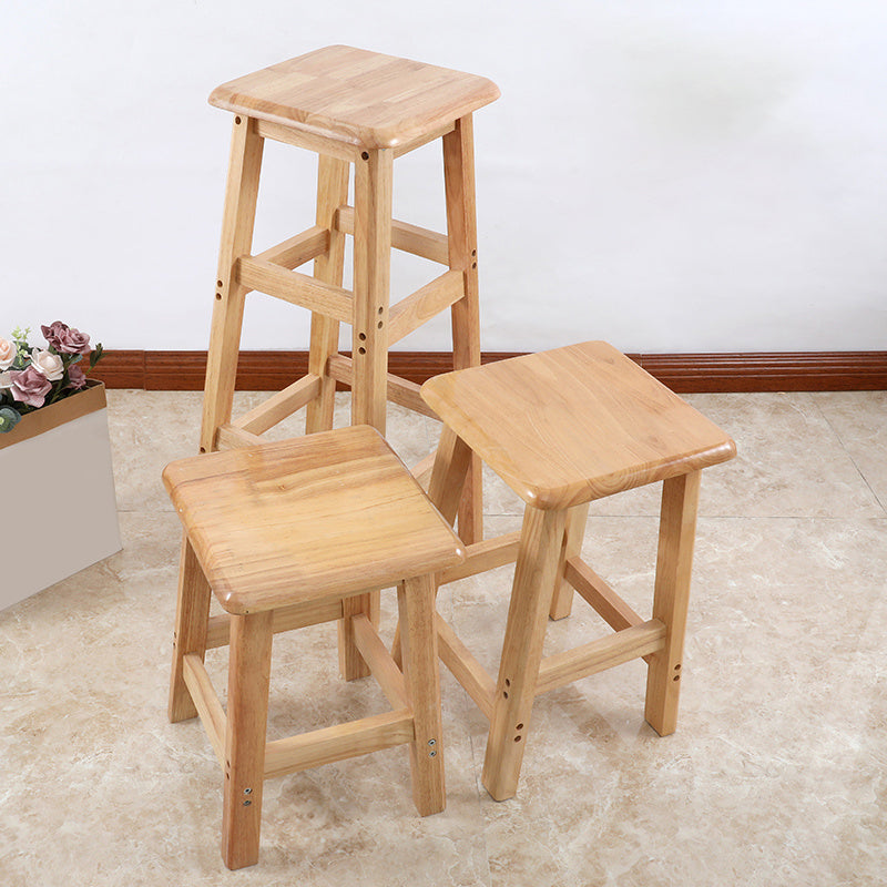 Modern Solid Wood Bar & Counter Stool Square Footrest Counter-height Stool for Shop