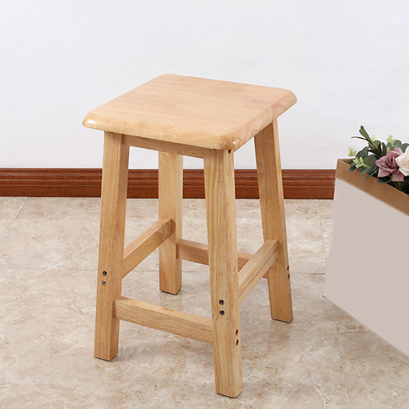 Modern Solid Wood Bar & Counter Stool Square Footrest Counter-height Stool for Shop
