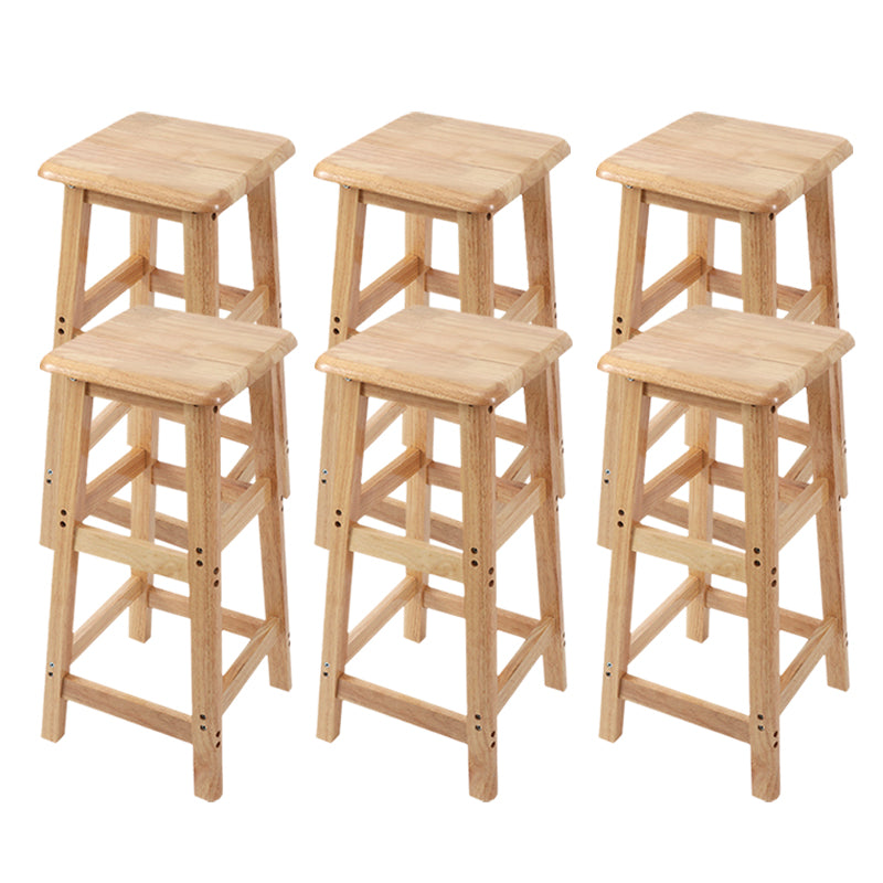 Modern Solid Wood Bar & Counter Stool Square Footrest Counter-height Stool for Shop