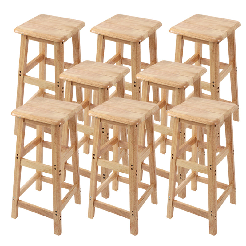 Modern Solid Wood Bar & Counter Stool Square Footrest Counter-height Stool for Shop