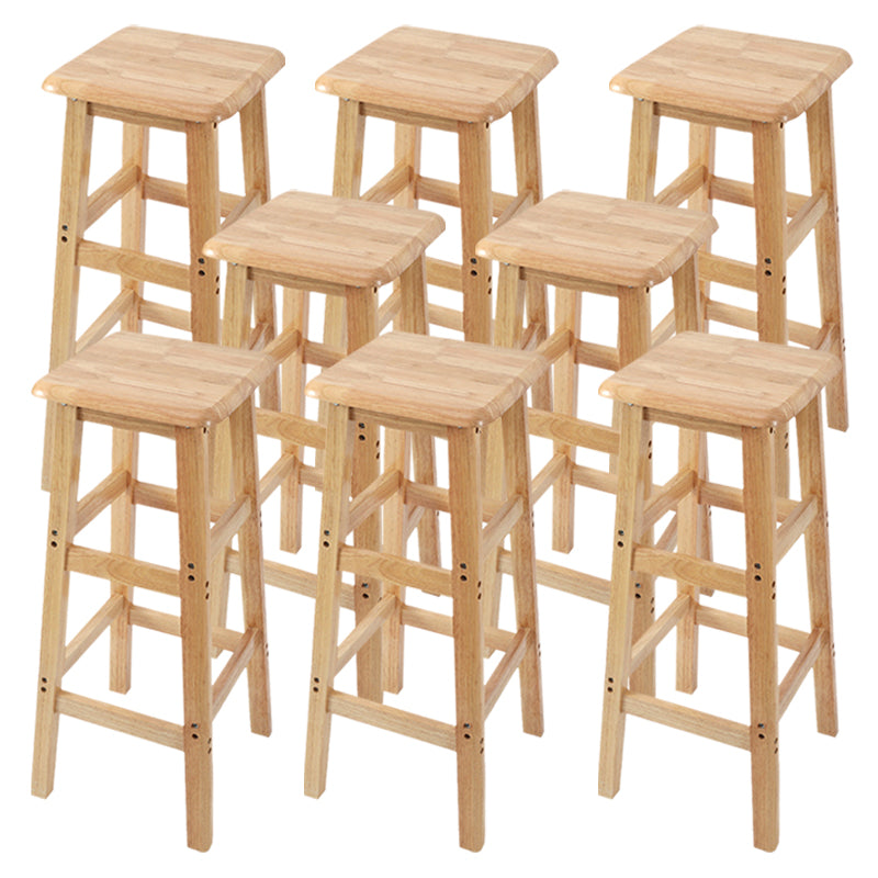 Modern Solid Wood Bar & Counter Stool Square Footrest Counter-height Stool for Shop