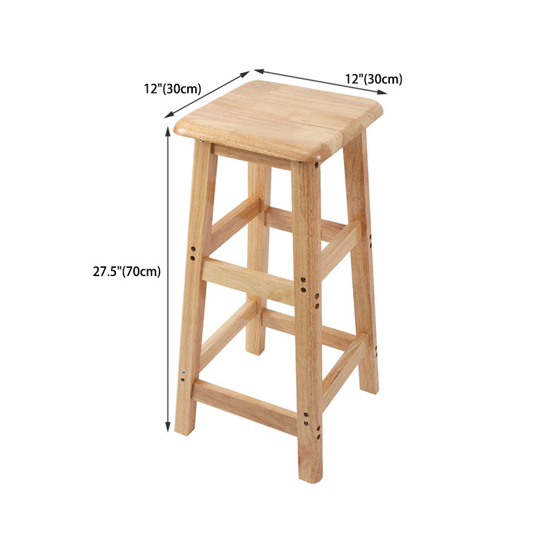 Modern Solid Wood Bar & Counter Stool Square Footrest Counter-height Stool for Shop
