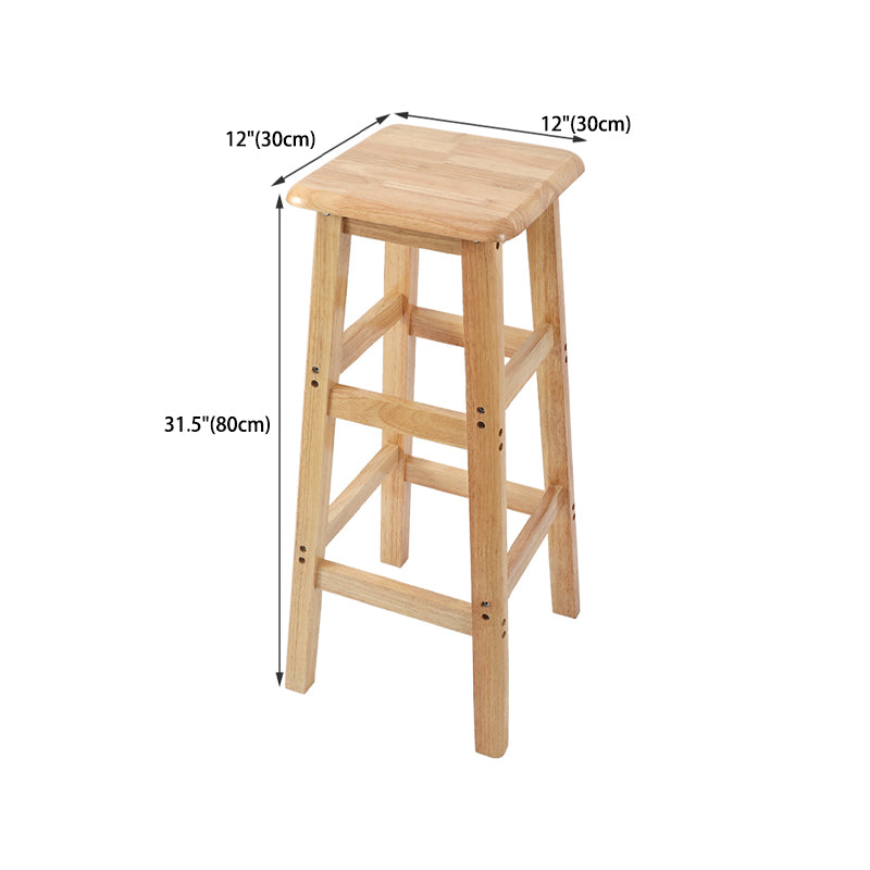 Modern Solid Wood Bar & Counter Stool Square Footrest Counter-height Stool for Shop