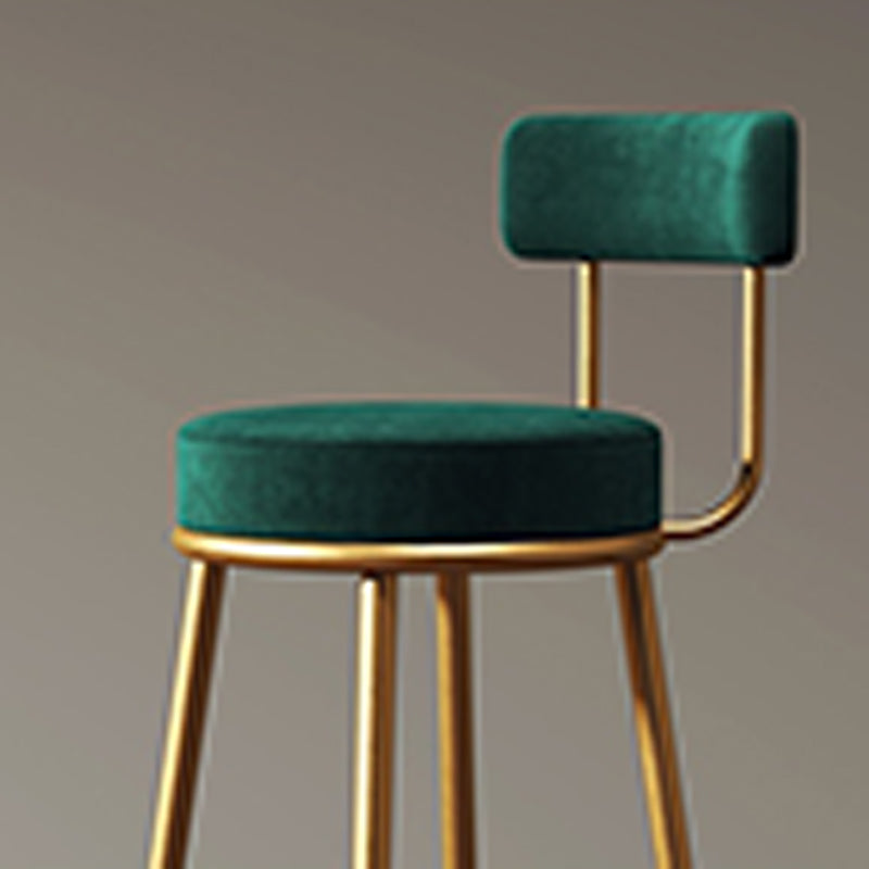 Scandinavian Low Back Bar Stools Fabric Round Seat Footrest Barstool