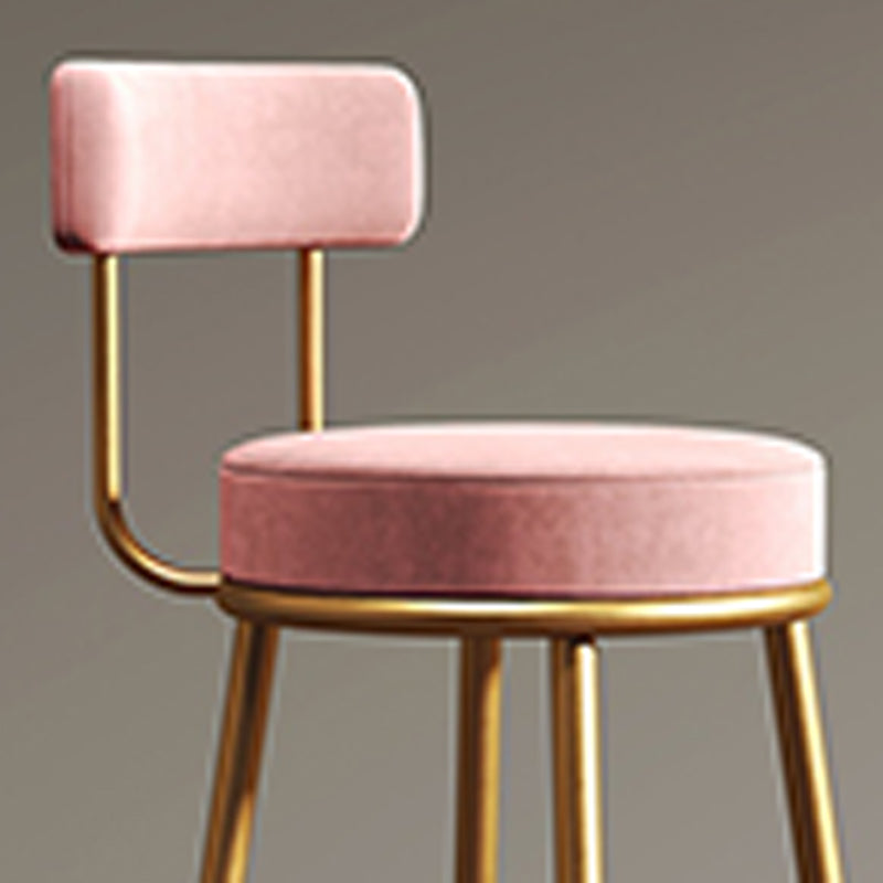 Scandinavian Low Back Bar Stools Fabric Round Seat Footrest Barstool