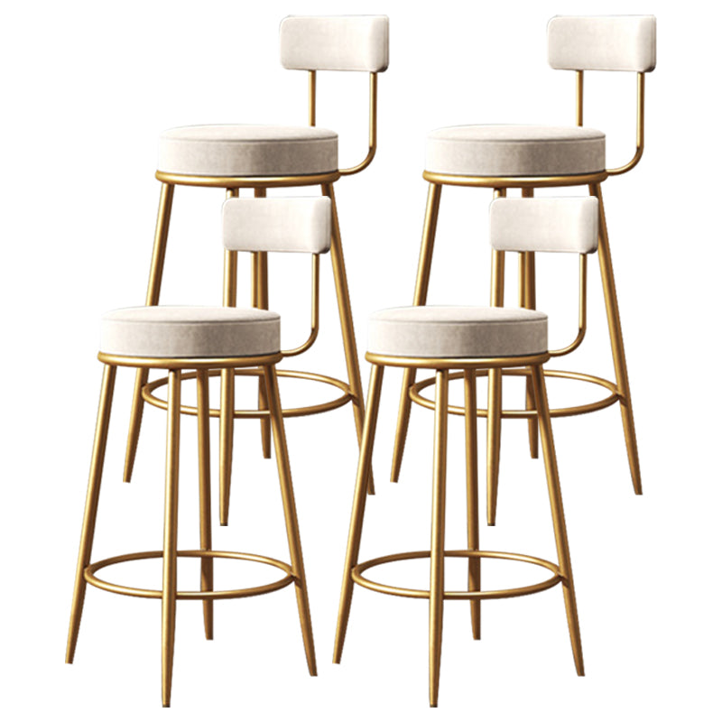 Scandinavian Low Back Bar Stools Fabric Round Seat Footrest Barstool