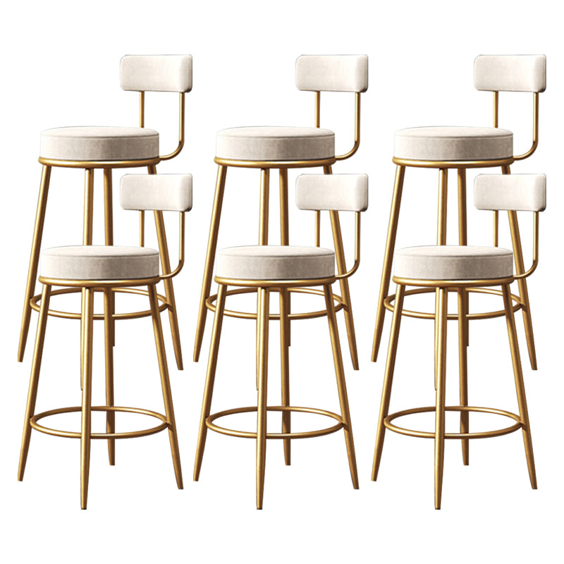 Scandinavian Low Back Bar Stools Fabric Round Seat Footrest Barstool