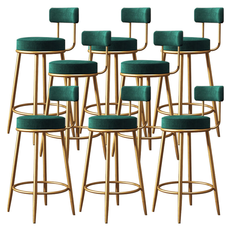 Scandinavian Low Back Bar Stools Fabric Round Seat Footrest Barstool