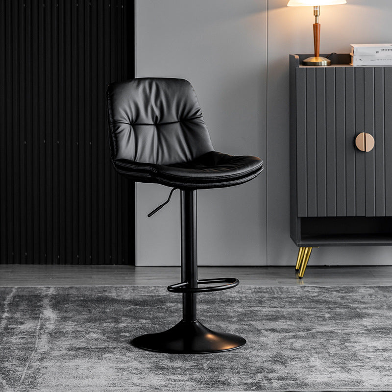 Contemporary Metal Barstool Faux Leather Counter Stool with Swivel in Matte Finish