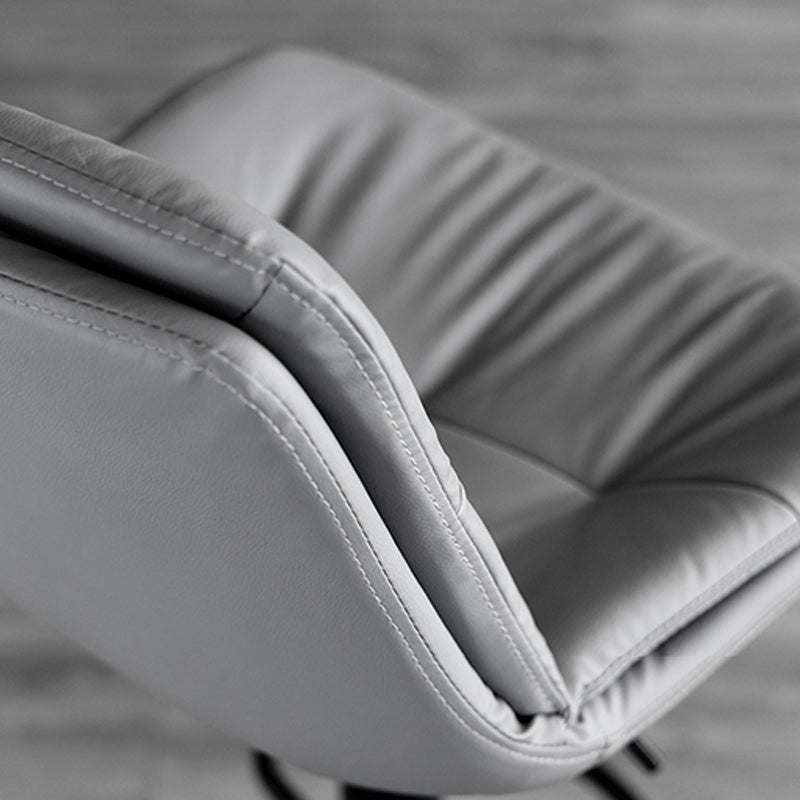 Contemporary Metal Barstool Faux Leather Counter Stool with Swivel in Matte Finish