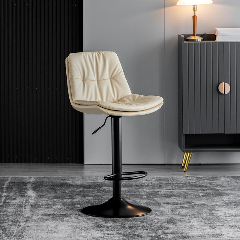 Contemporary Metal Barstool Faux Leather Counter Stool with Swivel in Matte Finish