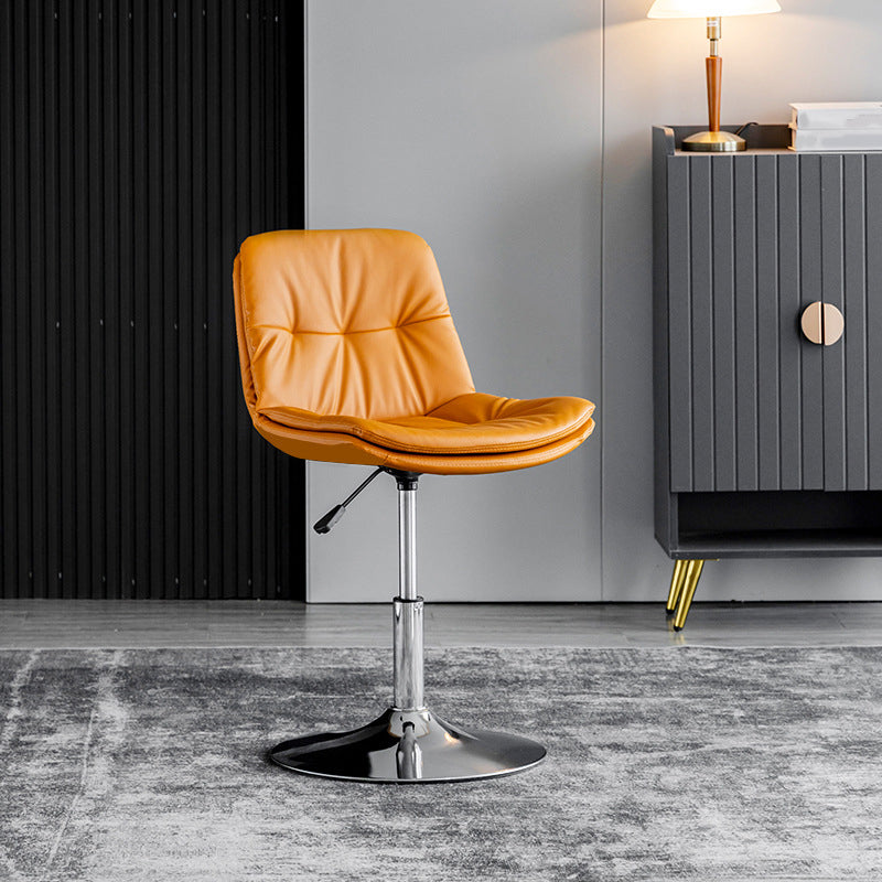 Contemporary Metal Barstool Faux Leather Counter Stool with Swivel in Matte Finish