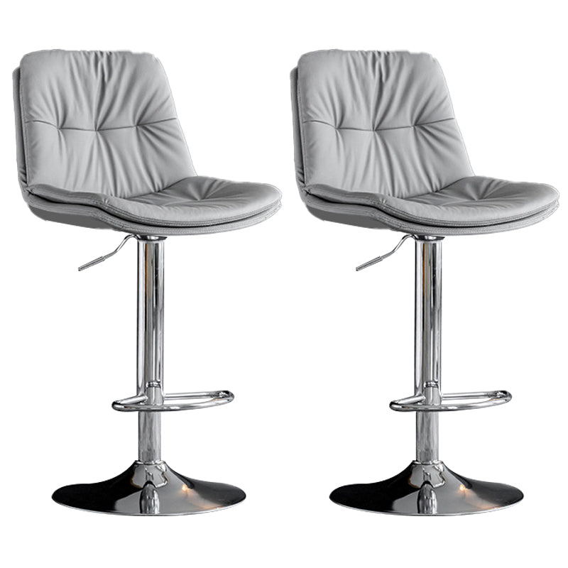 Contemporary Metal Barstool Faux Leather Counter Stool with Swivel in Matte Finish