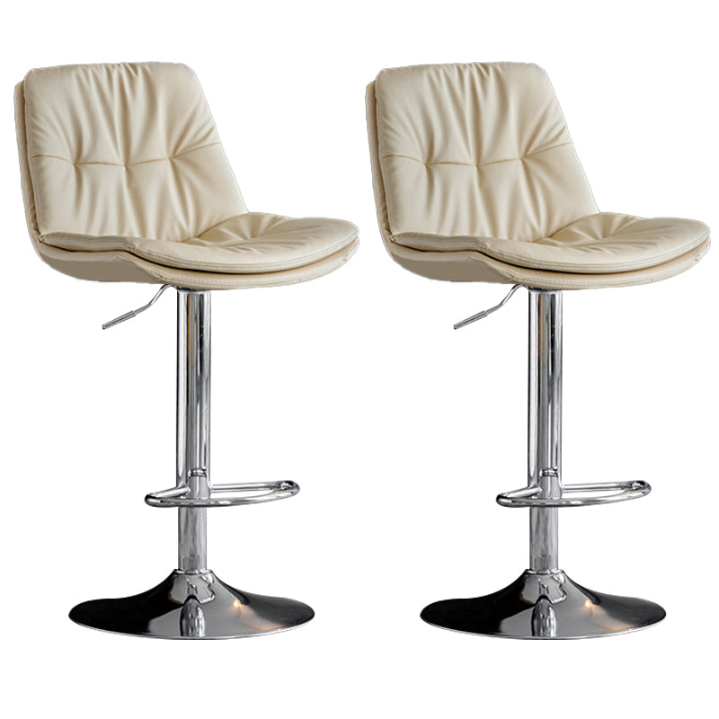 Contemporary Metal Barstool Faux Leather Counter Stool with Swivel in Matte Finish