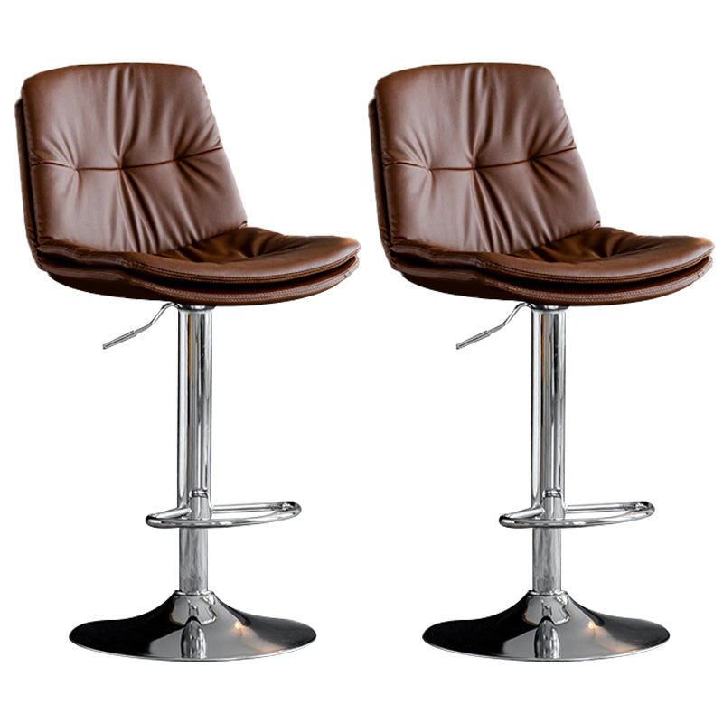 Contemporary Metal Barstool Faux Leather Counter Stool with Swivel in Matte Finish