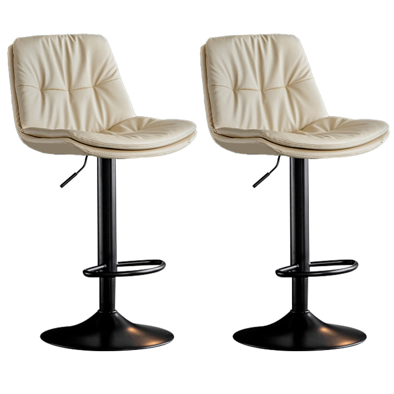 Contemporary Metal Barstool Faux Leather Counter Stool with Swivel in Matte Finish