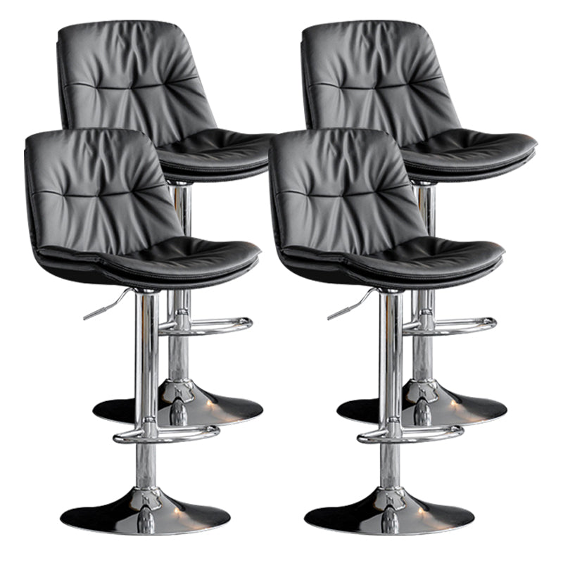 Contemporary Metal Barstool Faux Leather Counter Stool with Swivel in Matte Finish