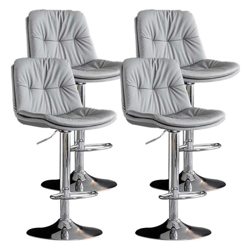 Contemporary Metal Barstool Faux Leather Counter Stool with Swivel in Matte Finish