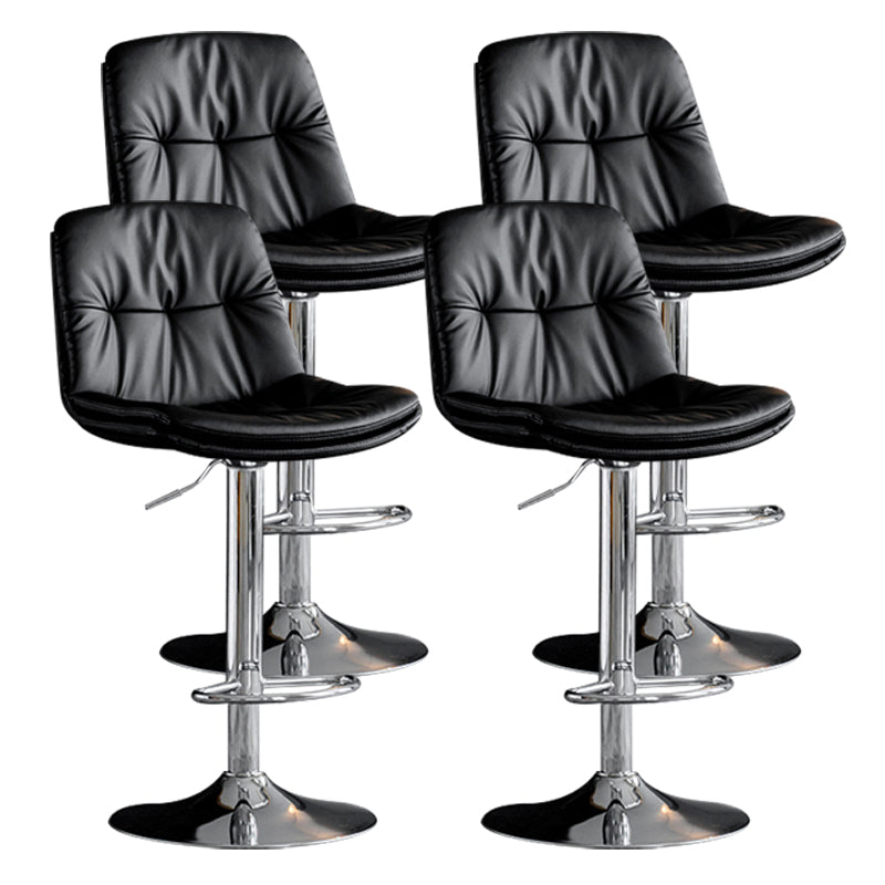 Contemporary Metal Barstool Faux Leather Counter Stool with Swivel in Matte Finish