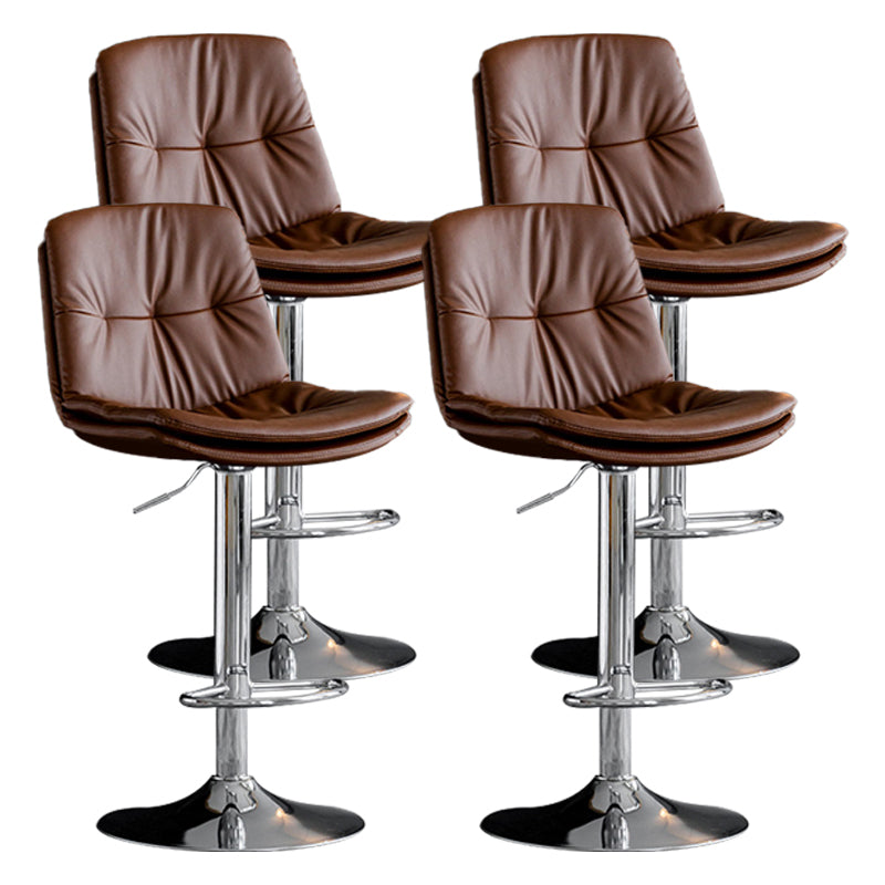 Contemporary Metal Barstool Faux Leather Counter Stool with Swivel in Matte Finish