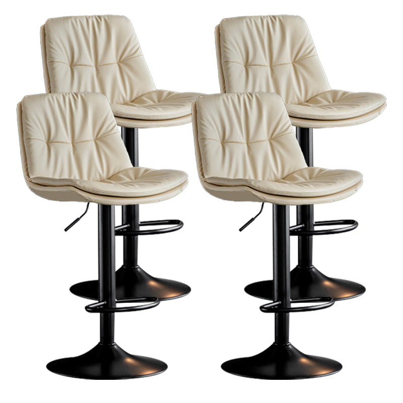 Contemporary Metal Barstool Faux Leather Counter Stool with Swivel in Matte Finish