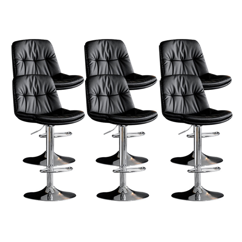 Contemporary Metal Barstool Faux Leather Counter Stool with Swivel in Matte Finish