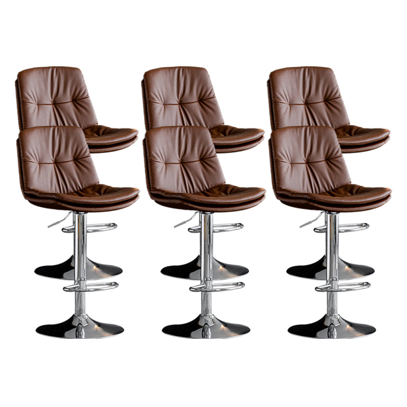 Contemporary Metal Barstool Faux Leather Counter Stool with Swivel in Matte Finish