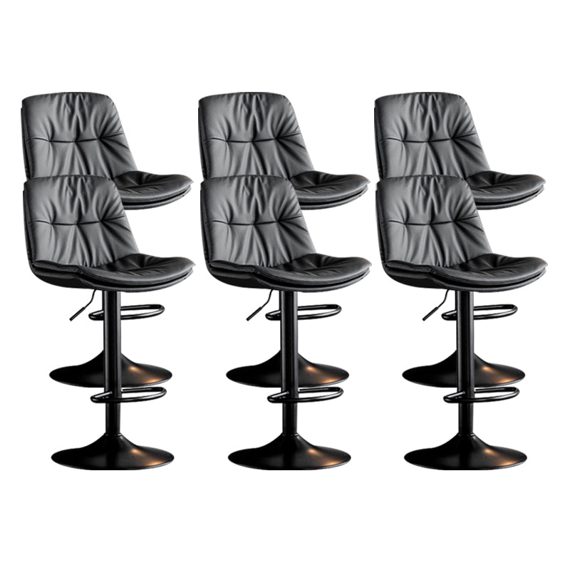 Contemporary Metal Barstool Faux Leather Counter Stool with Swivel in Matte Finish