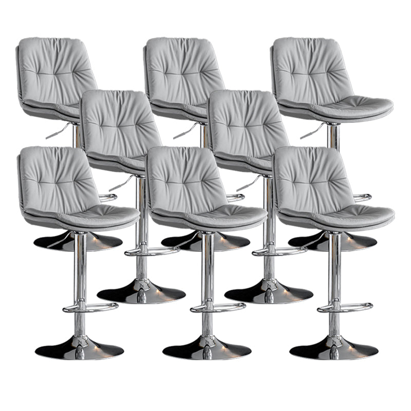 Contemporary Metal Barstool Faux Leather Counter Stool with Swivel in Matte Finish