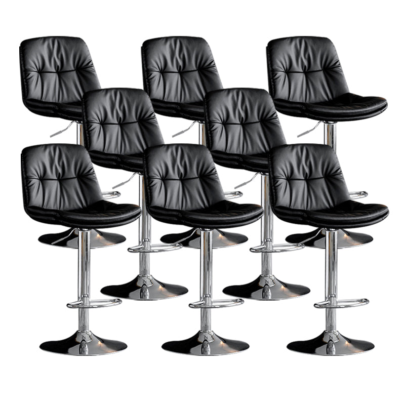 Contemporary Metal Barstool Faux Leather Counter Stool with Swivel in Matte Finish