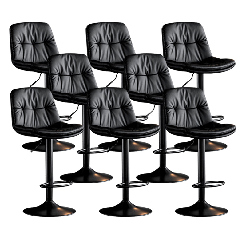 Contemporary Metal Barstool Faux Leather Counter Stool with Swivel in Matte Finish