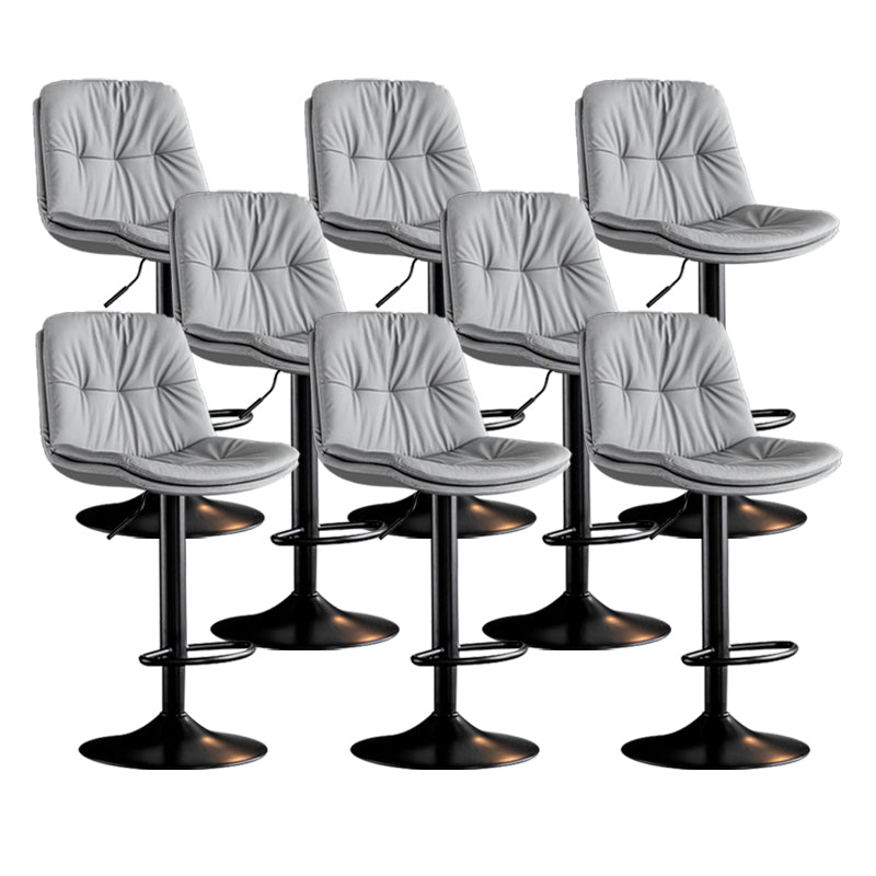 Contemporary Metal Barstool Faux Leather Counter Stool with Swivel in Matte Finish