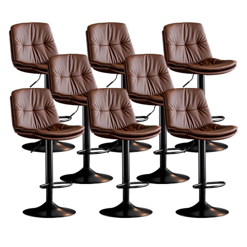 Contemporary Metal Barstool Faux Leather Counter Stool with Swivel in Matte Finish