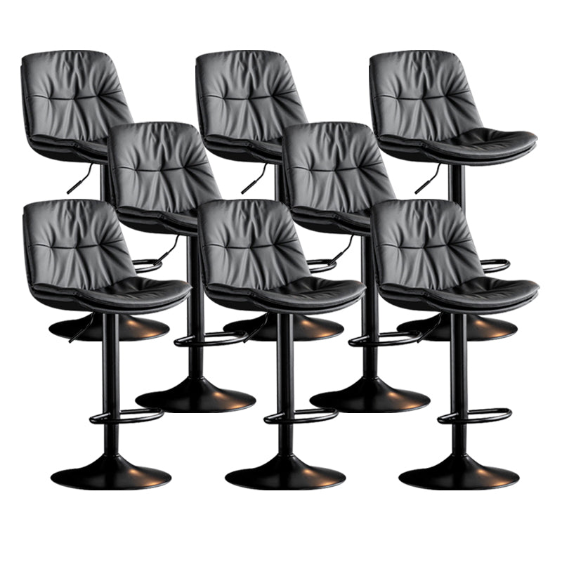 Contemporary Metal Barstool Faux Leather Counter Stool with Swivel in Matte Finish