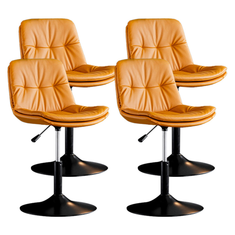 Contemporary Metal Barstool Faux Leather Counter Stool with Swivel in Matte Finish