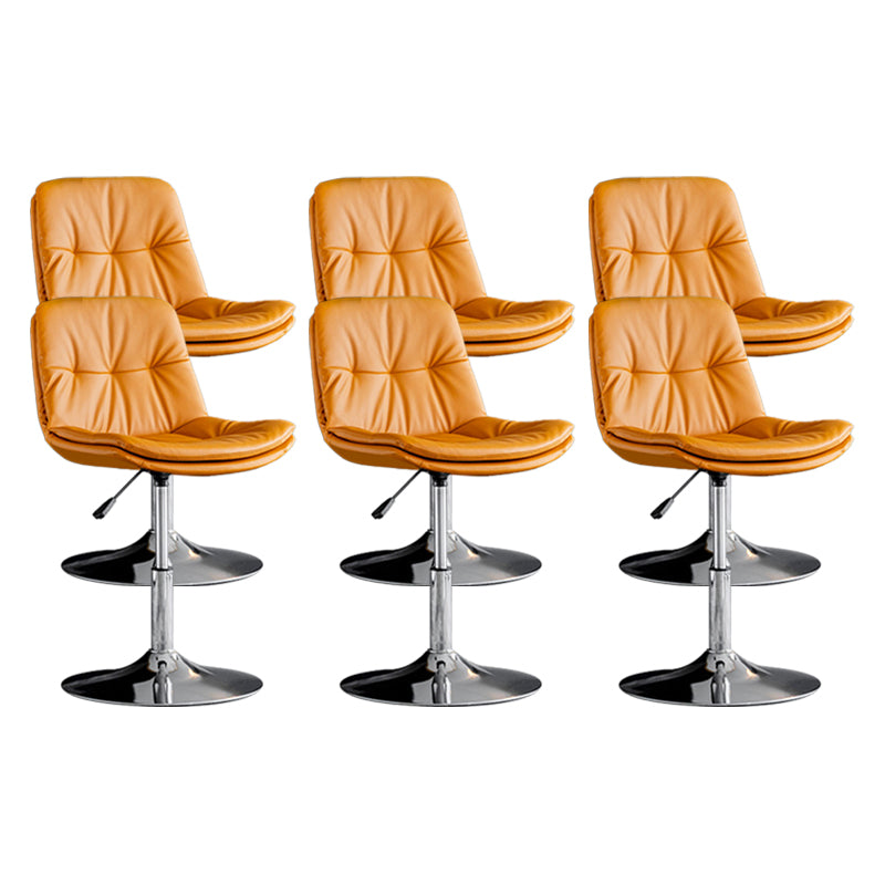 Contemporary Metal Barstool Faux Leather Counter Stool with Swivel in Matte Finish