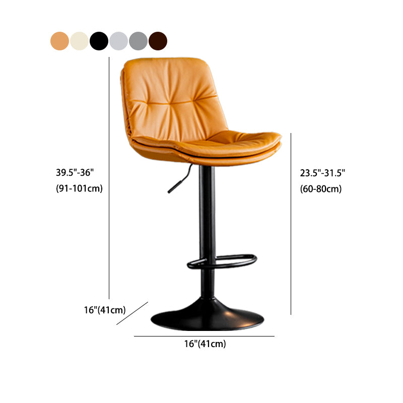 Contemporary Metal Barstool Faux Leather Counter Stool with Swivel in Matte Finish