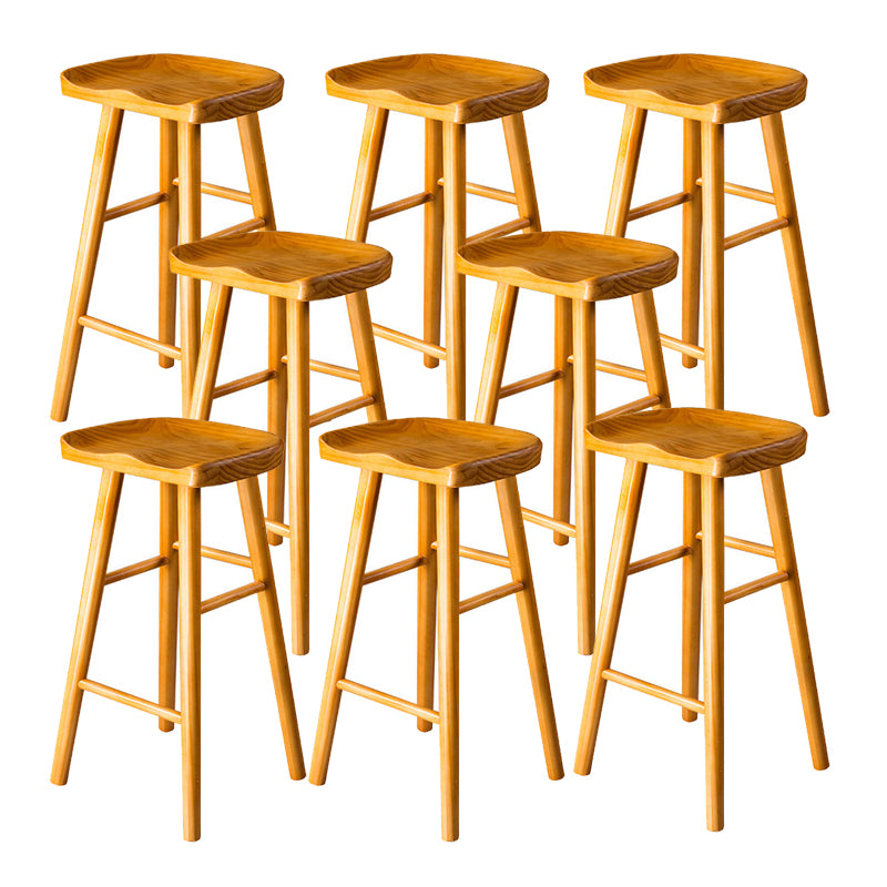 Contemporary Wood Barstool Wood Counter Stool in Matte Finish for Indoor