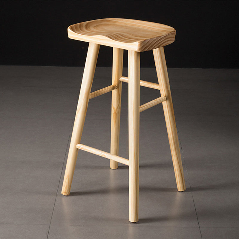 Contemporary Wood Barstool Wood Counter Stool in Matte Finish for Indoor