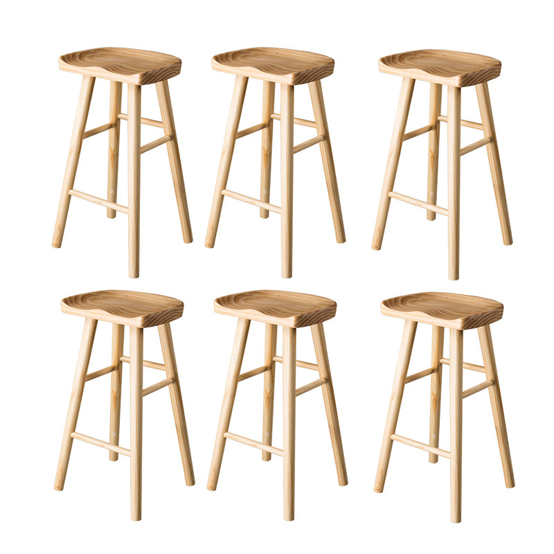 Contemporary Wood Barstool Wood Counter Stool in Matte Finish for Indoor