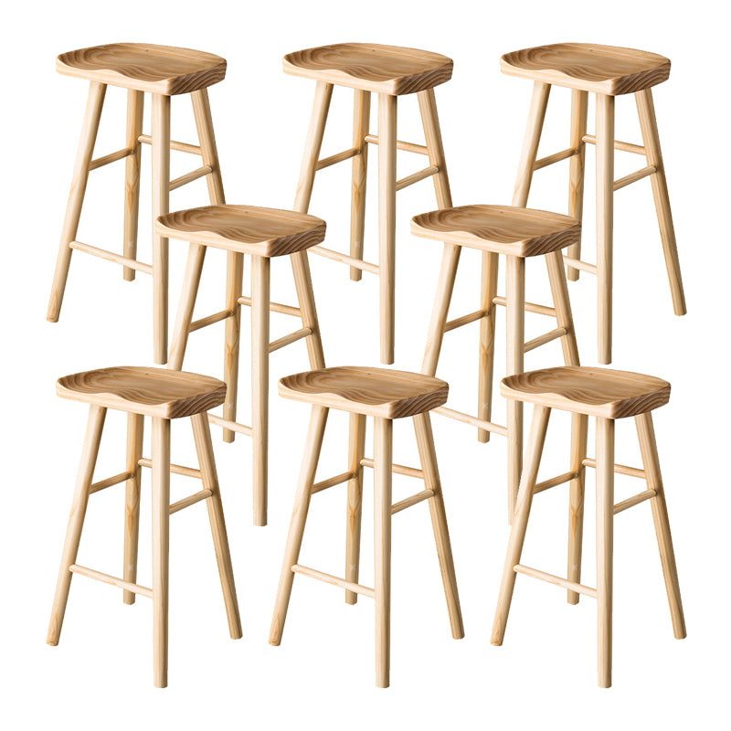 Contemporary Wood Barstool Wood Counter Stool in Matte Finish for Indoor