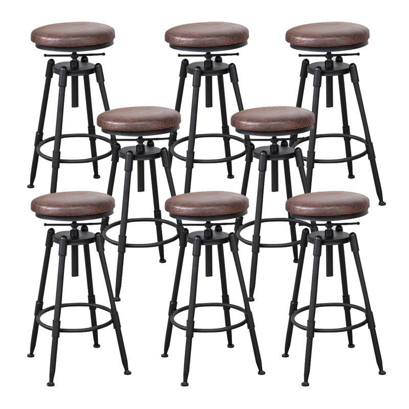 Industrial Metal Barstool Low Back Wood Footrest Adjustable Stool with Swivel