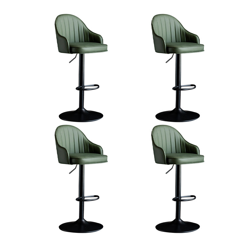 Scandinavian Metal Barstool Adjustable Low Back PU Leather Barstools