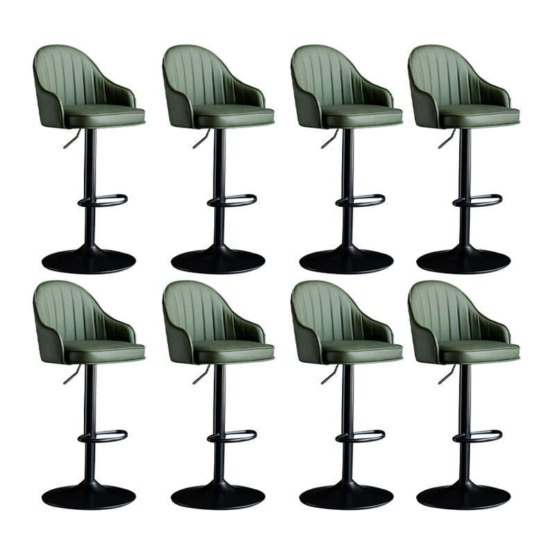 Scandinavian Metal Barstool Adjustable Low Back PU Leather Barstools