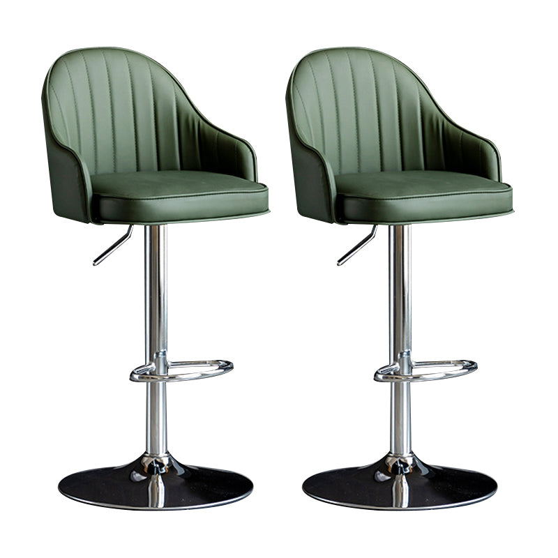 Scandinavian Metal Barstool Adjustable Low Back PU Leather Barstools