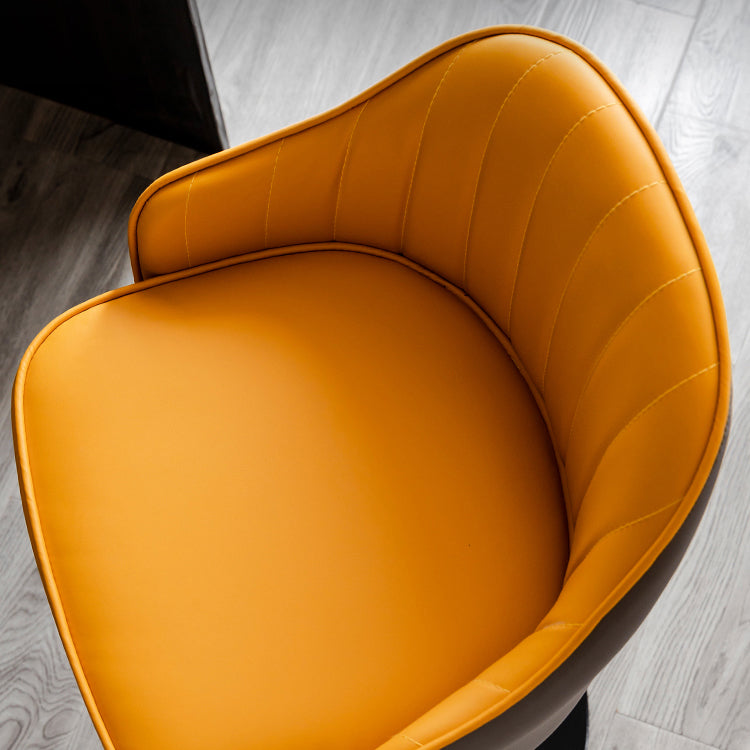 Scandinavian Metal Barstool Adjustable Low Back PU Leather Barstools