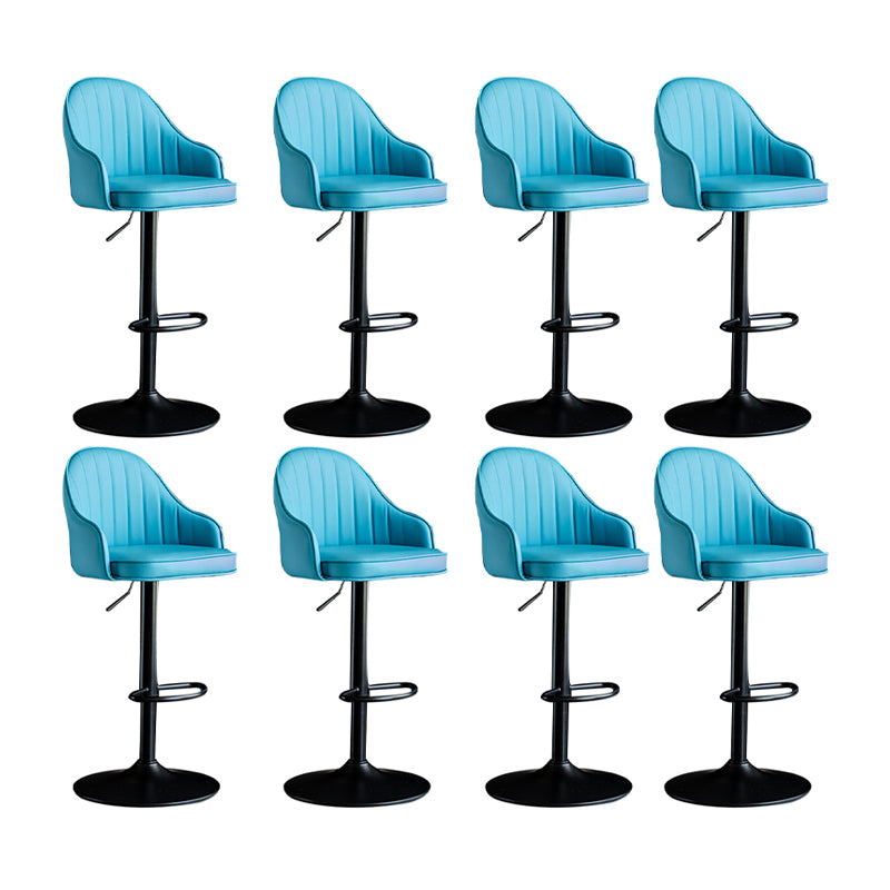 Scandinavian Metal Barstool Adjustable Low Back PU Leather Barstools