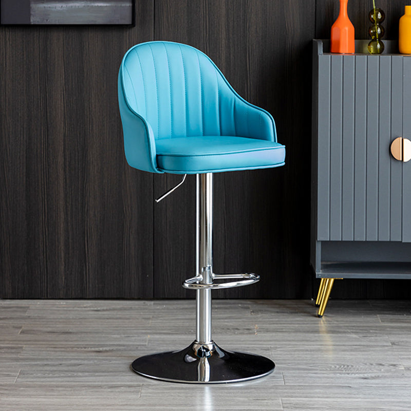 Scandinavian Metal Barstool Adjustable Low Back PU Leather Barstools